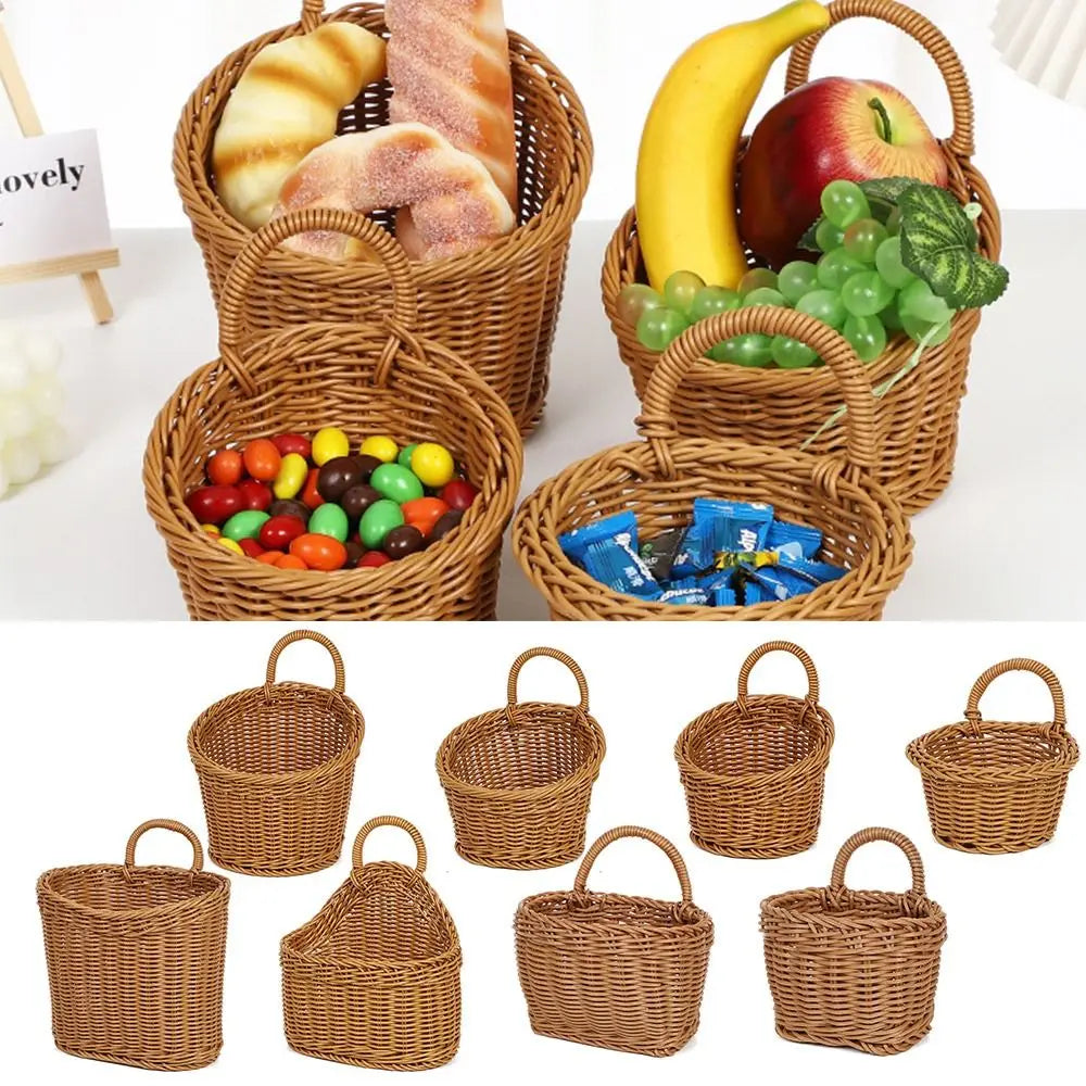Hand-Woven Imitation Rattan Hanging Storage Basket – Brown Storage Basket HIP