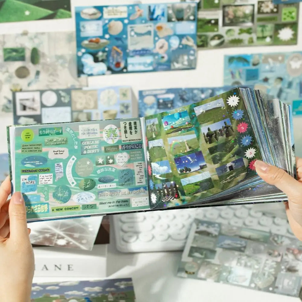 72-Sheet Scrapbooking Sticker Book – Shallow Dream Realm PET Scrapbooking Sticker Book HIP