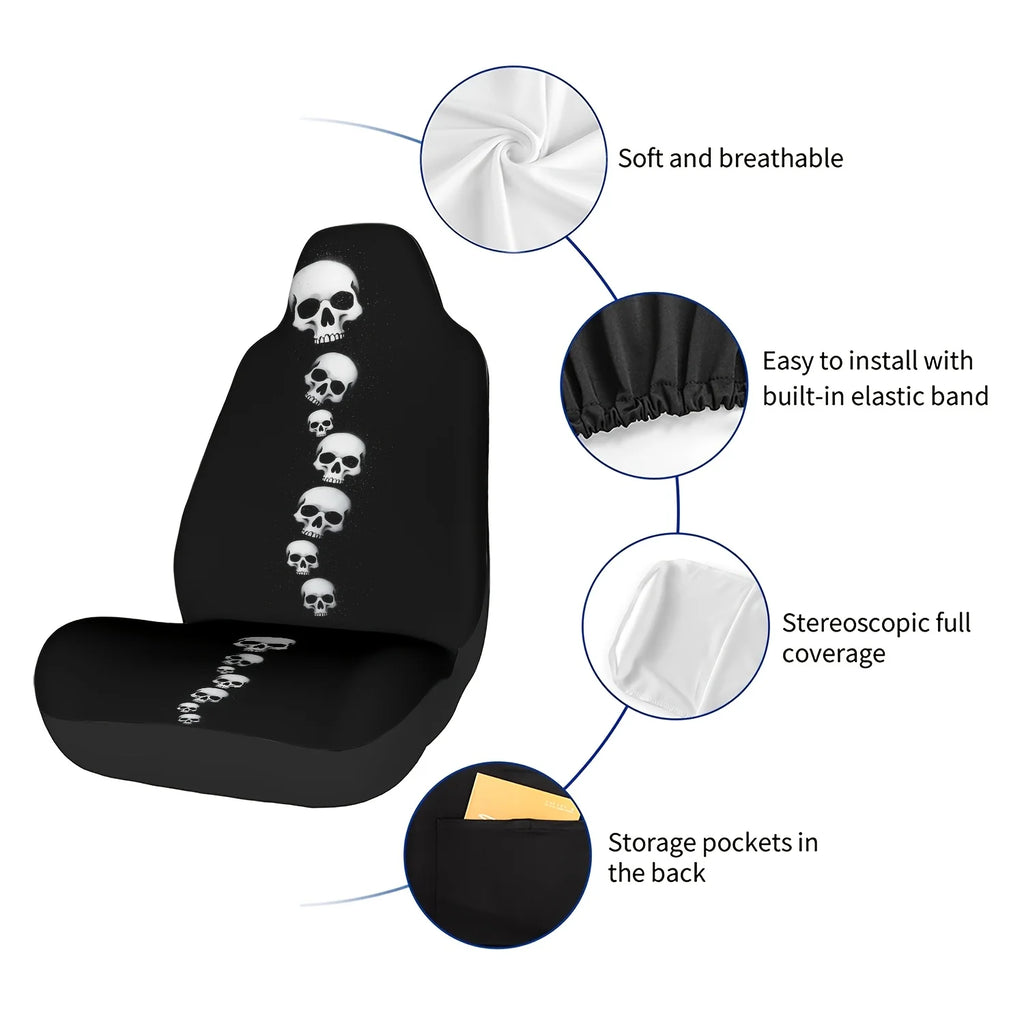 Skull Pattern Car Seat Cover – Black & White Gradient Car Seat Cover HIP