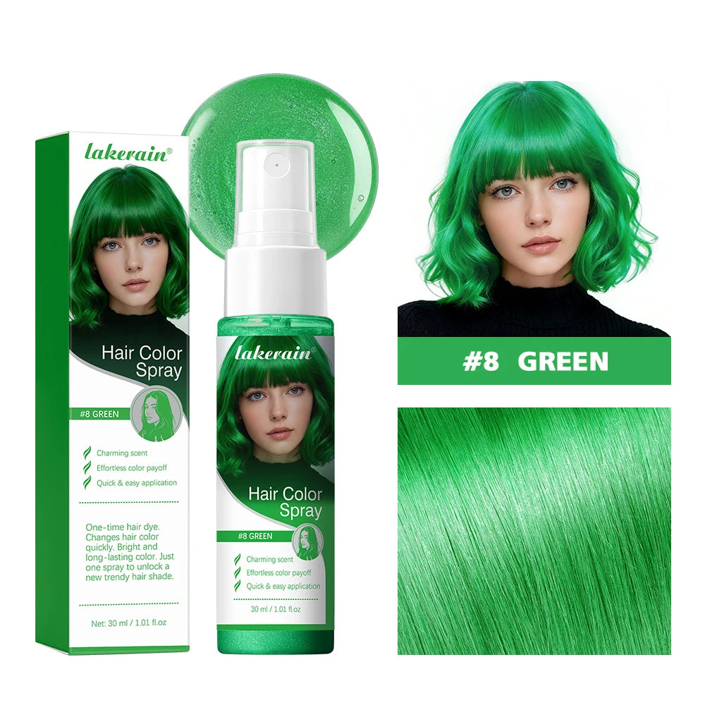 Hair Color Spray Instant Hair Dye One-Time Temporary Washable DIY Hair Chalk Multi Color Party Cosplay Makeup Styling HIP 8green