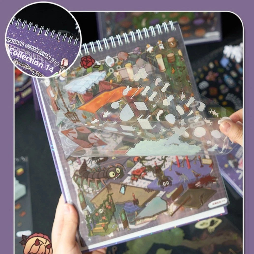 Horror Theme 3D Sticker Book – 8 Scenes 20 Sheets PET Craft Craft Sticker Book HIP