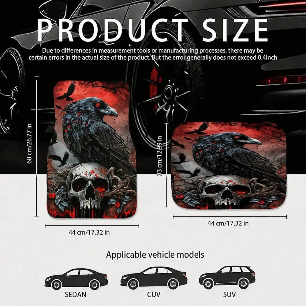 Halloween Gothic Skull Car Floor Mats – All Weather SUV Set Car Floor Mat Set HIP