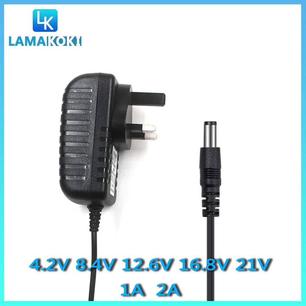 Lithium Battery Charger UK Plug – 4.2V to 16.8V 1A Adapter Battery Charger Adapter HIP 4.2V 1A AU