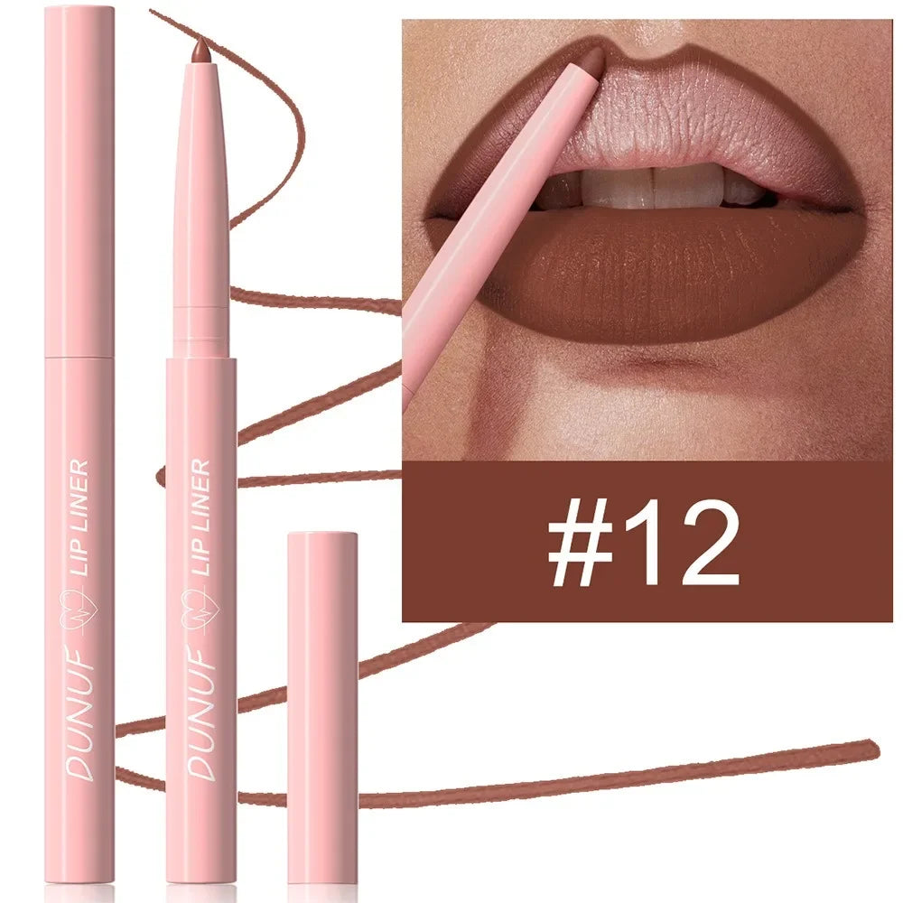 Tapered Nib Lip Liner Pencil Long-Lasting Matte Creamy Plumping Lip Stain Waterproof Natural Nude Brown Slim Lip Liner Makeup HIP 12