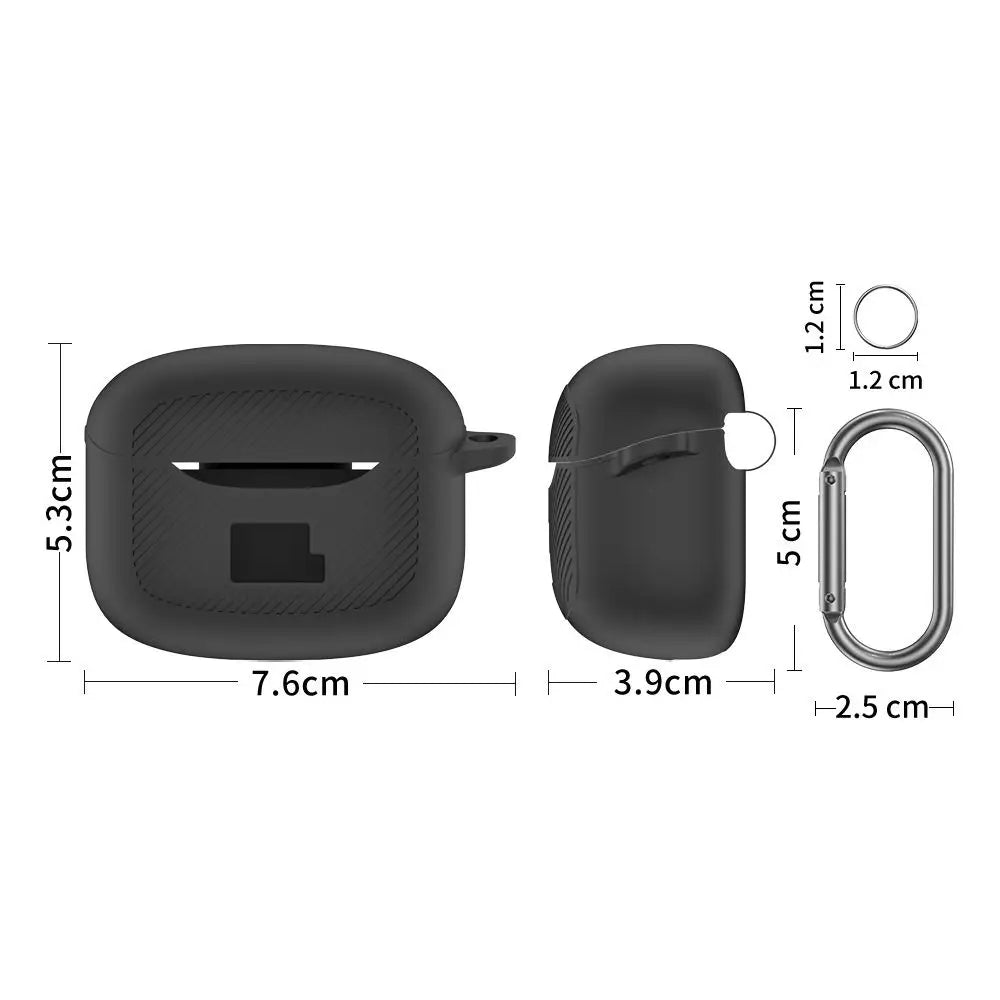 Silicone Case + Carabiner for JBL Tune Buds 2 – Shockproof Earphone Case Cover HIP