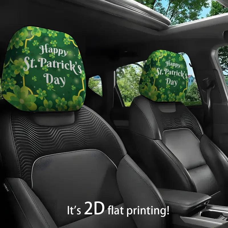 2-Pack St. Patrick's Day Car Headrest Covers – Shamrock Car Headrest Cover HIP
