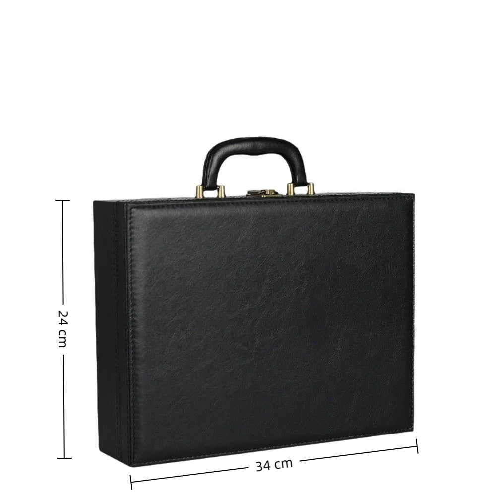 PU Leather Handheld Briefcase – Multifunctional Storage Box Leather Storage Briefcase HIP