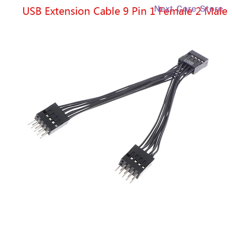 9-Pin USB Y Splitter Cable – 1 Female to 2 Male Motherboard USB Splitter Cable HIP