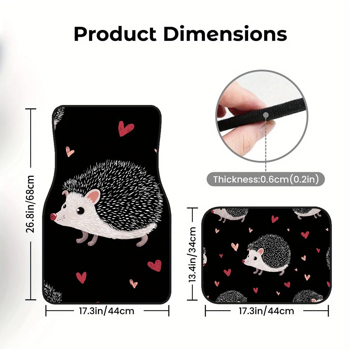 4-Piece Non-Slip Car Floor Mats – Hedgehog Heart Pattern Car Floor Mats HIP