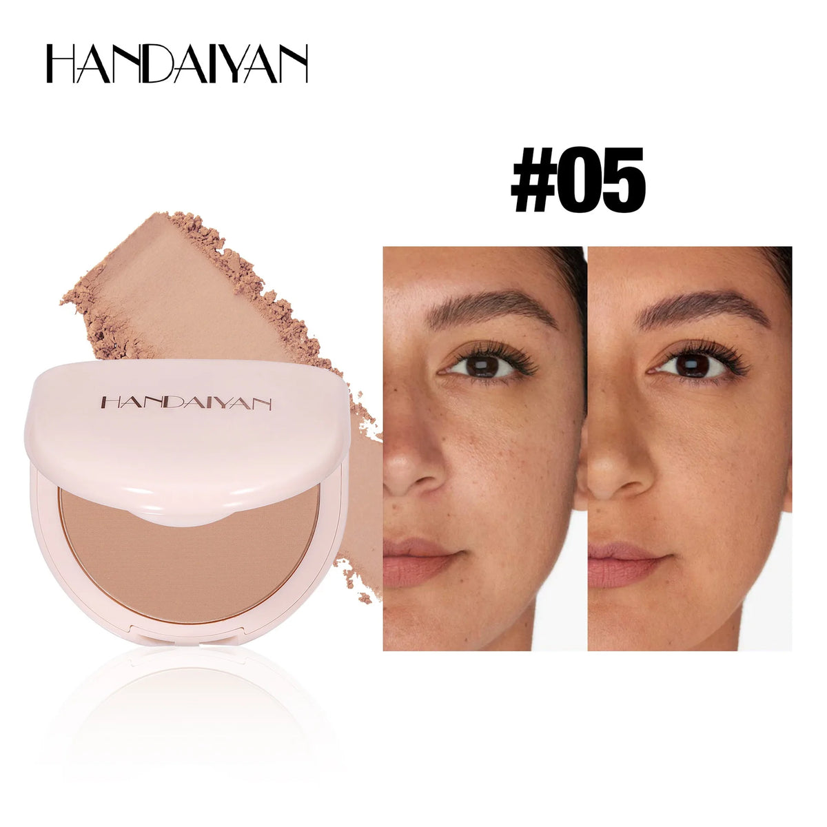 8Colors Matte Face Pressed Powder 24 Hours Oil Control Natural Setting Powder Foundation Full Coverage Waterproof Lasting Makeup HIP 05