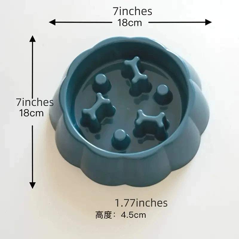 Anti-Choking Slow Feeder Dog Bowls, 1Pcs Set - Non-Slip, DurablePlastic Food & Water Dishes For Small To Medium Dogs HIP Blue