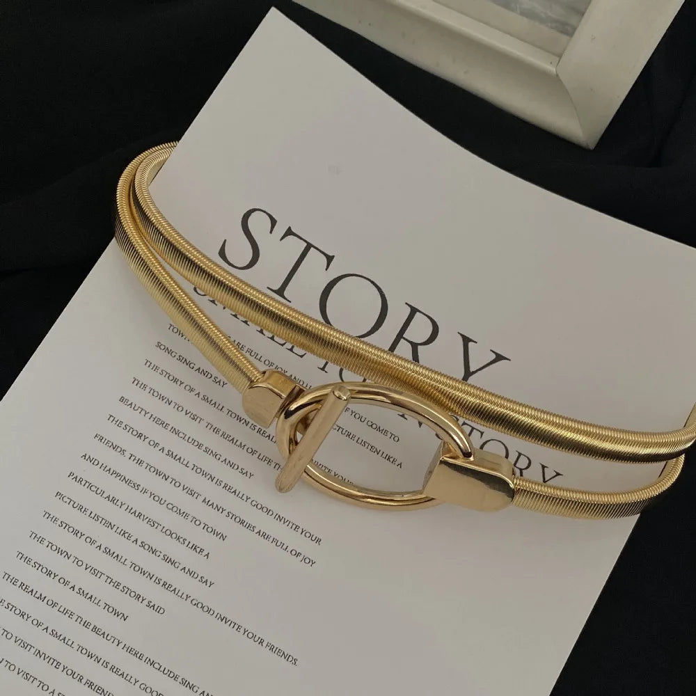 60cm Elastic Gold Silver Leaf Chain Belt for Women Chain Waist Belt HIP 1