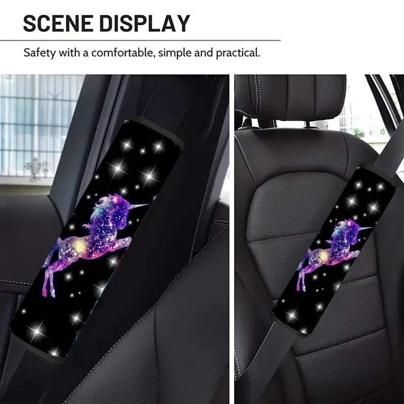 Galaxy Unicorn Car Seat Belt Covers – Soft Polyester, 2pcs Seat Belt Cover HIP