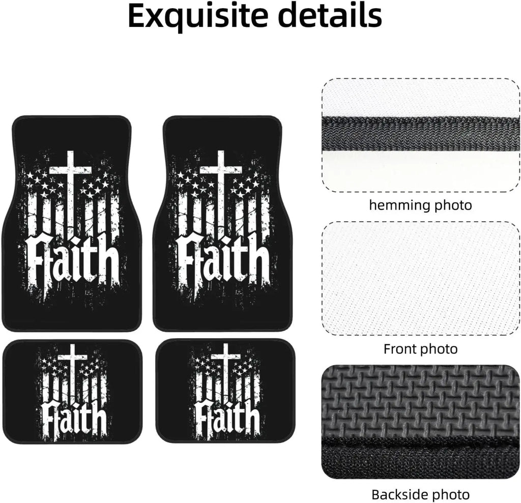 Christian USA Flag Car Floor Mats Set of 4 – Universal Fit Car Floor Mats HIP