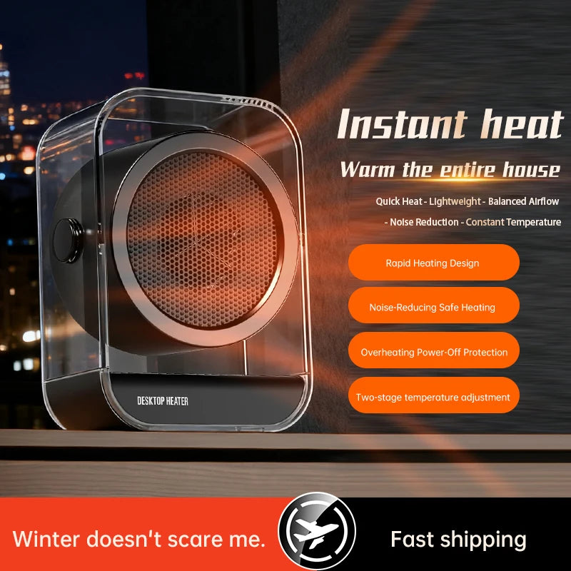 Mini Portable Desktop Fan Heater – Quiet, Compact & Energy Saving Portable Fan Heater HIP