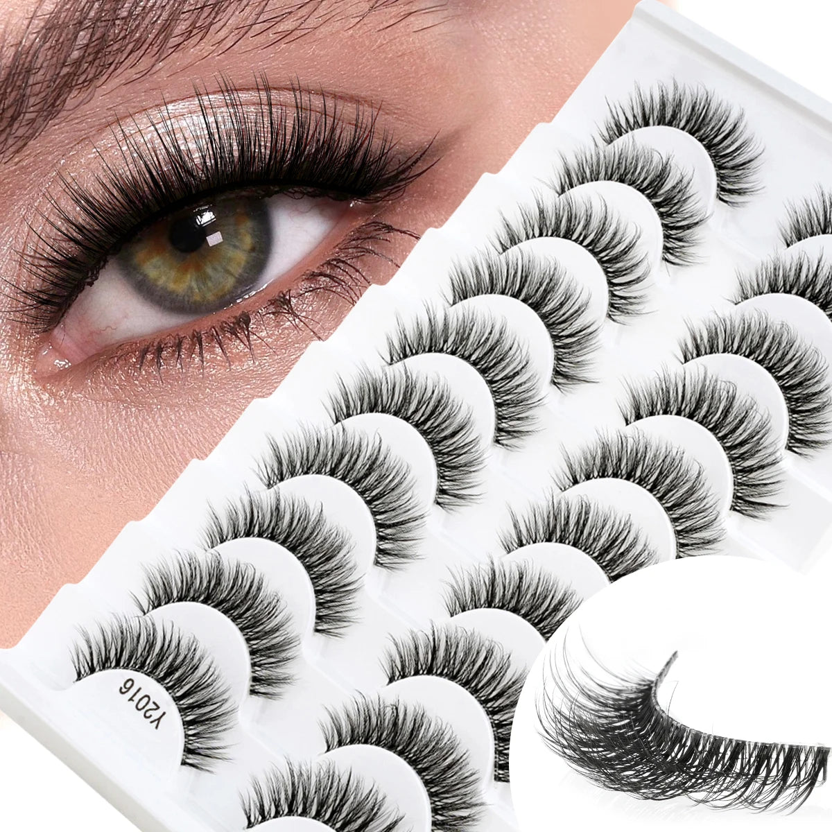 YSDO 3/5/10 Pairs Natural Faux 3D Mink Eyelashes Reusable Fake Eyelashes Tools Soft Wispy Cat Eye Lashes Maquillaje False Lashes HIP
