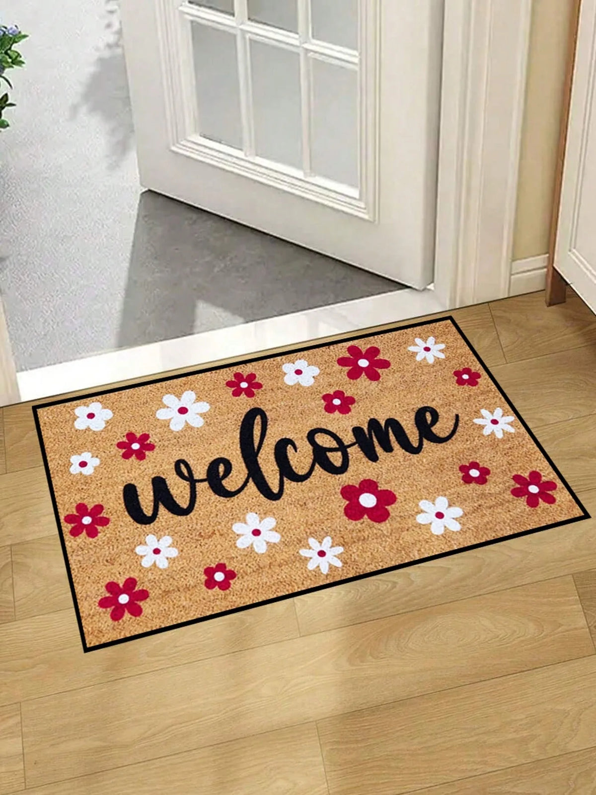 Retro Floral Welcome Doormat – Non-Slip Washable Rug Doormat Area Rug HIP