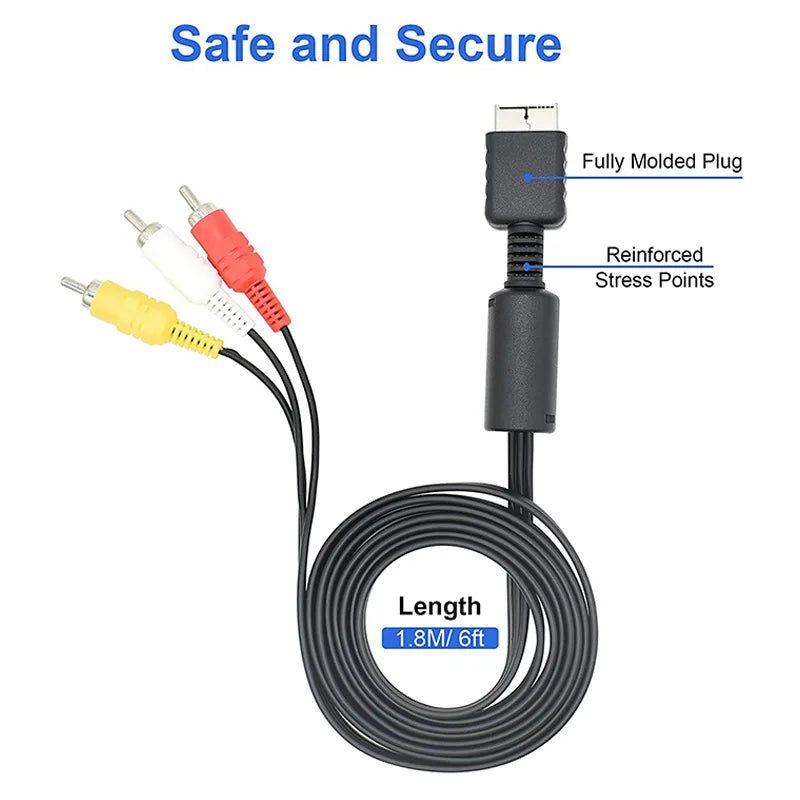 AV Cable for PS1 PS2 PS3 to TV Monitor – RCA Adapter AV Adapter Cable HIP
