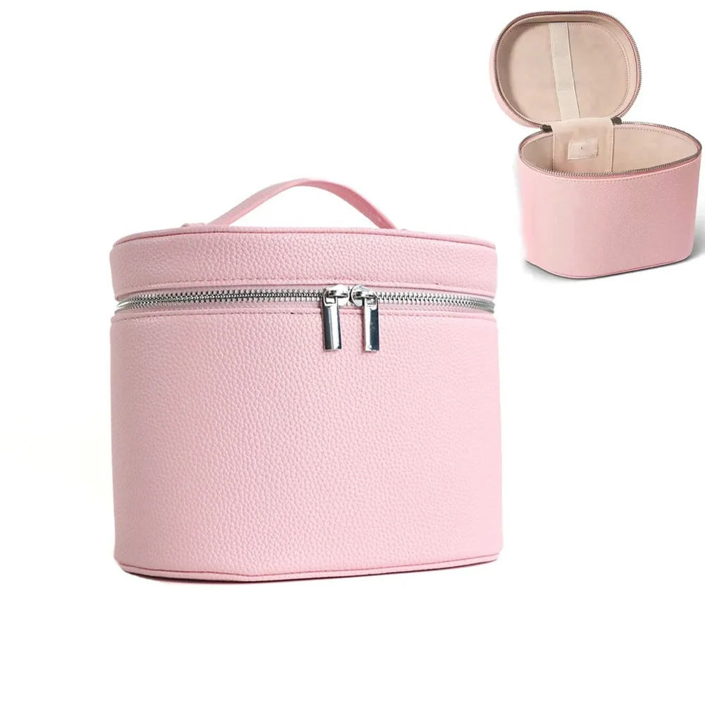 Large Capacity PU Leather Makeup Organizer Travel Bag Cosmetic Organizer Bag HIP Pink