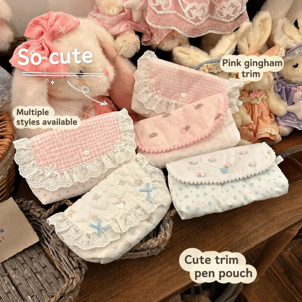 Kawaii Lace Ruffle Flip Pencil Case – Large Capacity Pouch Pencil Case Pouch HIP