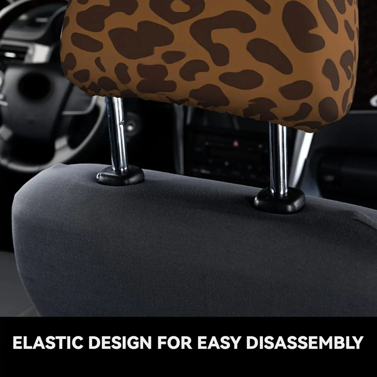 Brown Leopard Car Headrest Covers – Universal Fit, 2 Pack Car Headrest Cover HIP