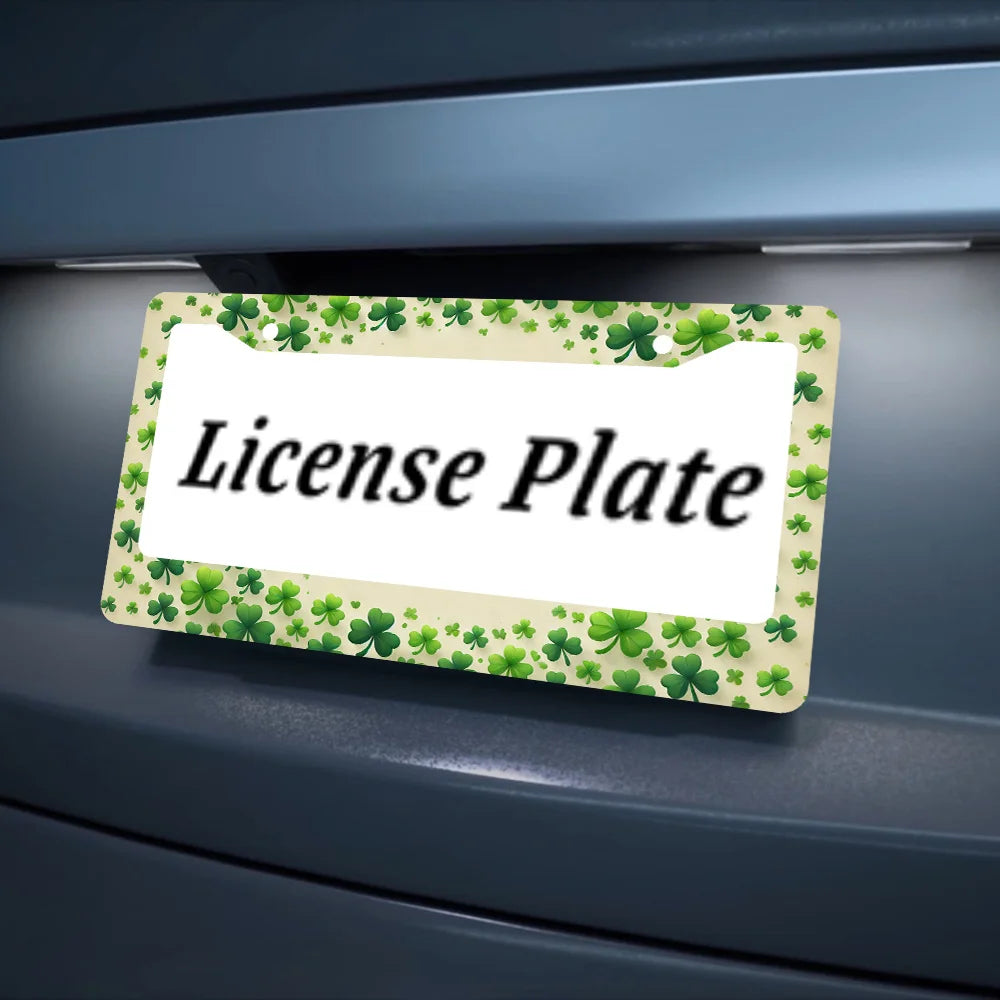 St. Patrick's Day Green Clover Aluminum License Plate Frames 2pk License Plate Frame HIP