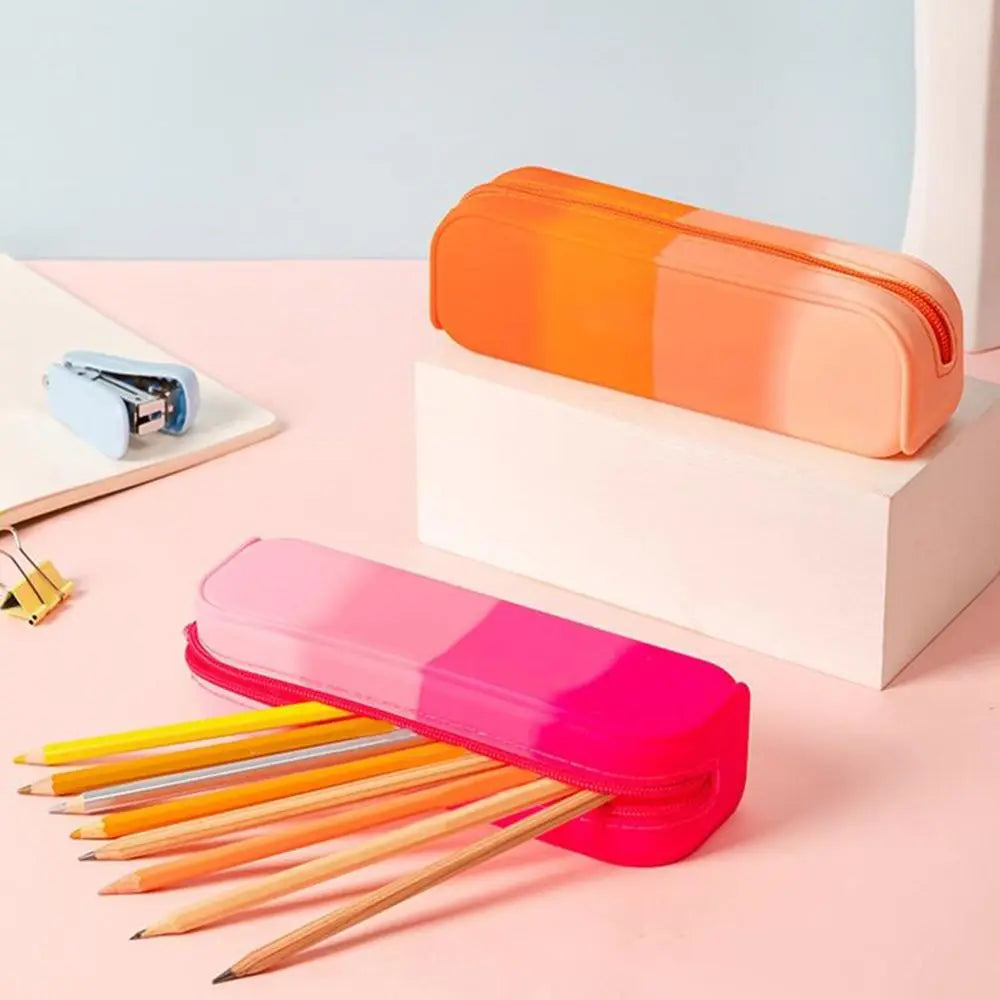 Large Capacity Silicone Pencil Case – Gradient Color Pen Bag Silicone Pencil Case HIP