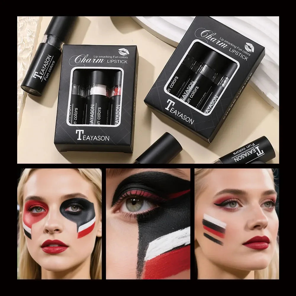 TEAYASON Velvet Matte Lipstick Set – Black, White & Red Matte Lipstick Set HIP