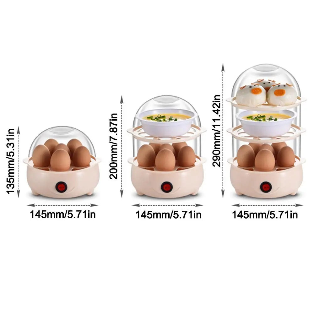 Automatic Egg Boiler & Multi-Layer Steamer with Measuring Cup Electric Egg Cooker HIP