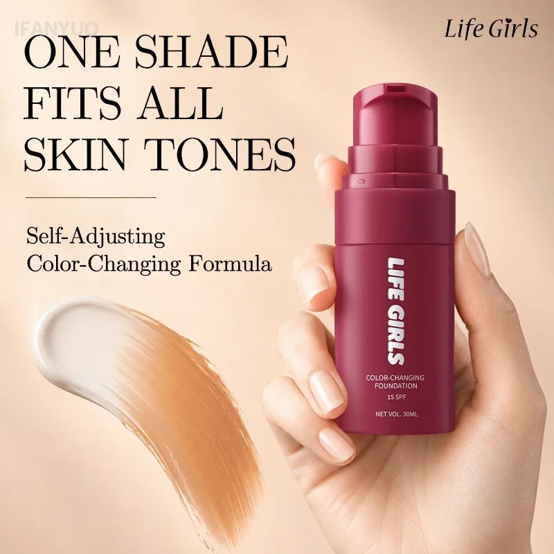 Color Changing Self‑Adjusting Foundation Lightweight Hydrating Long‑Wearing Oil‑Control Makeup Base Natural Daily Face Makeup HIP