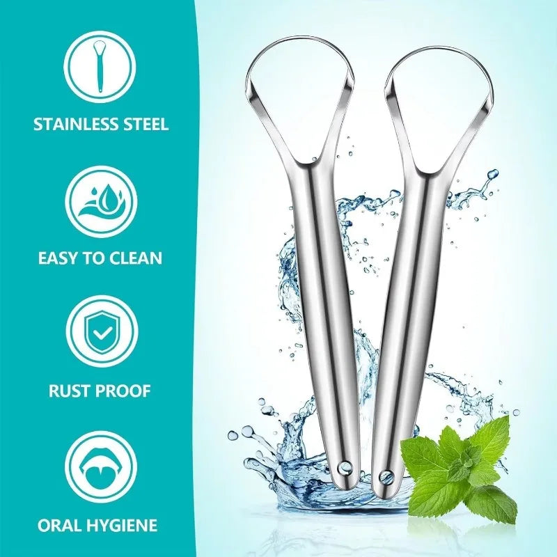 Stainless Steel Tongue Scraper & Brush Set | RUZOFO Tongue Scraper Set HIP