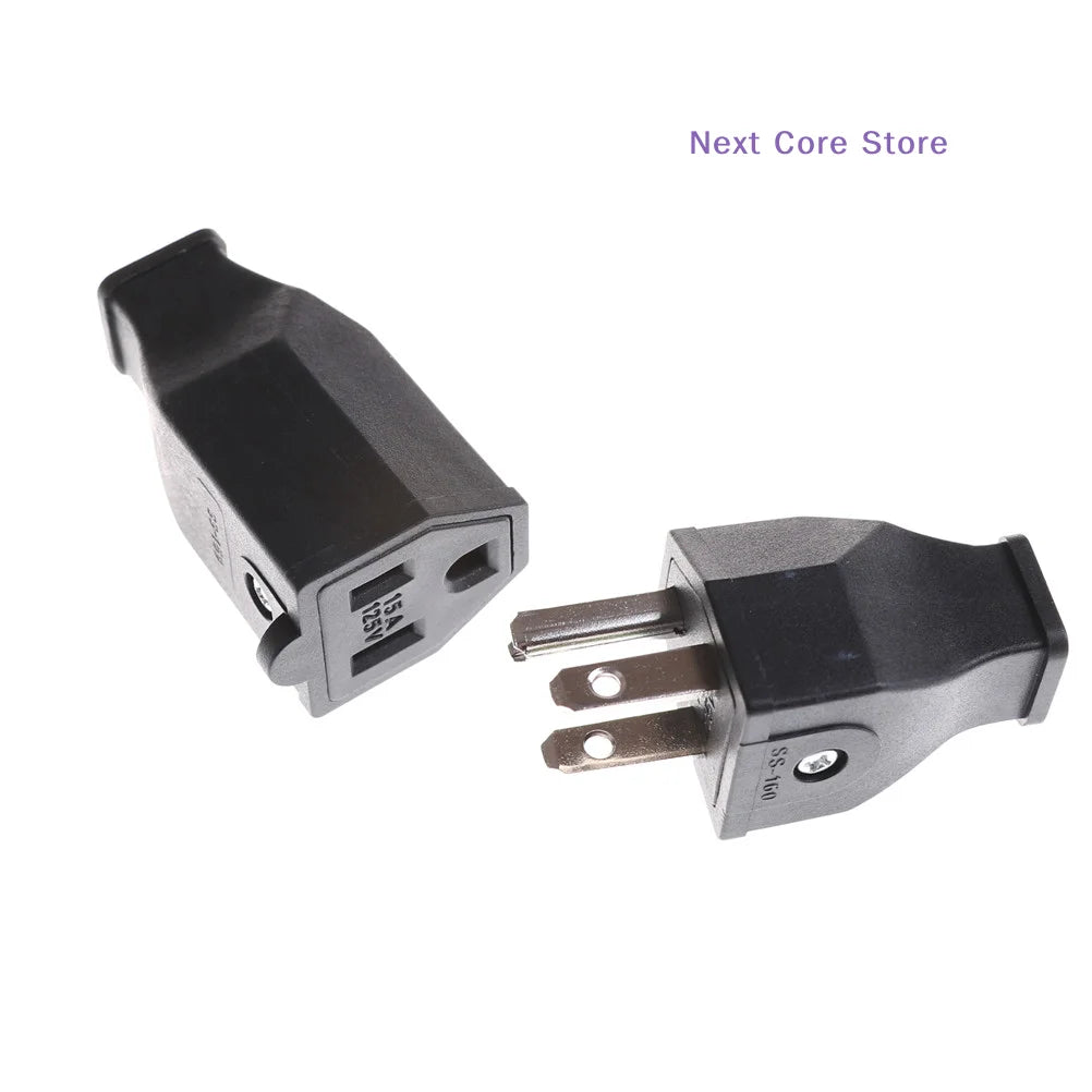 AC 125V 15A 3-Pin US Power Cord Connector – Black Power Cord Connector HIP