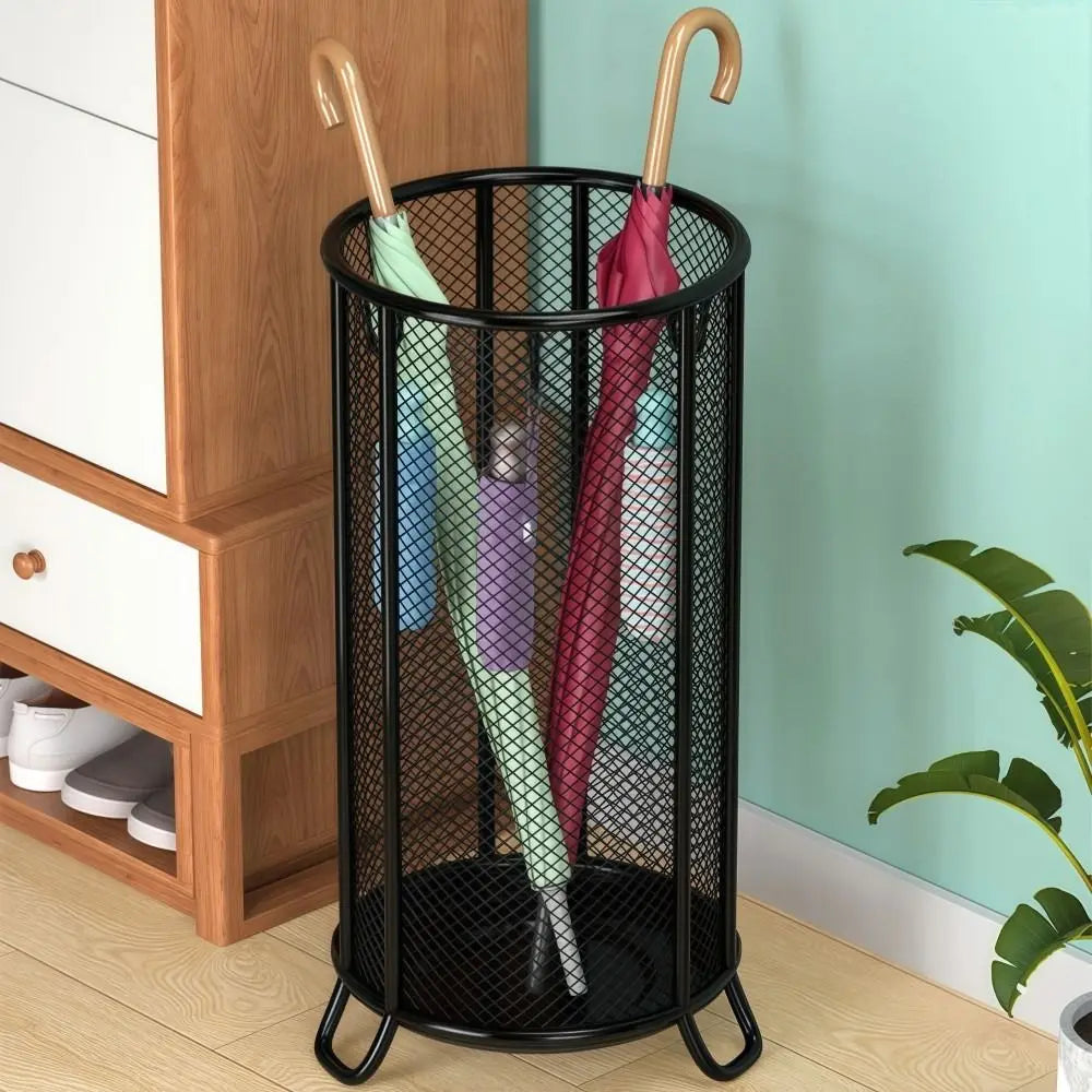 Metal Umbrella Stand with Drainage – Cylindrical Storage Rack Umbrella Stand HIP
