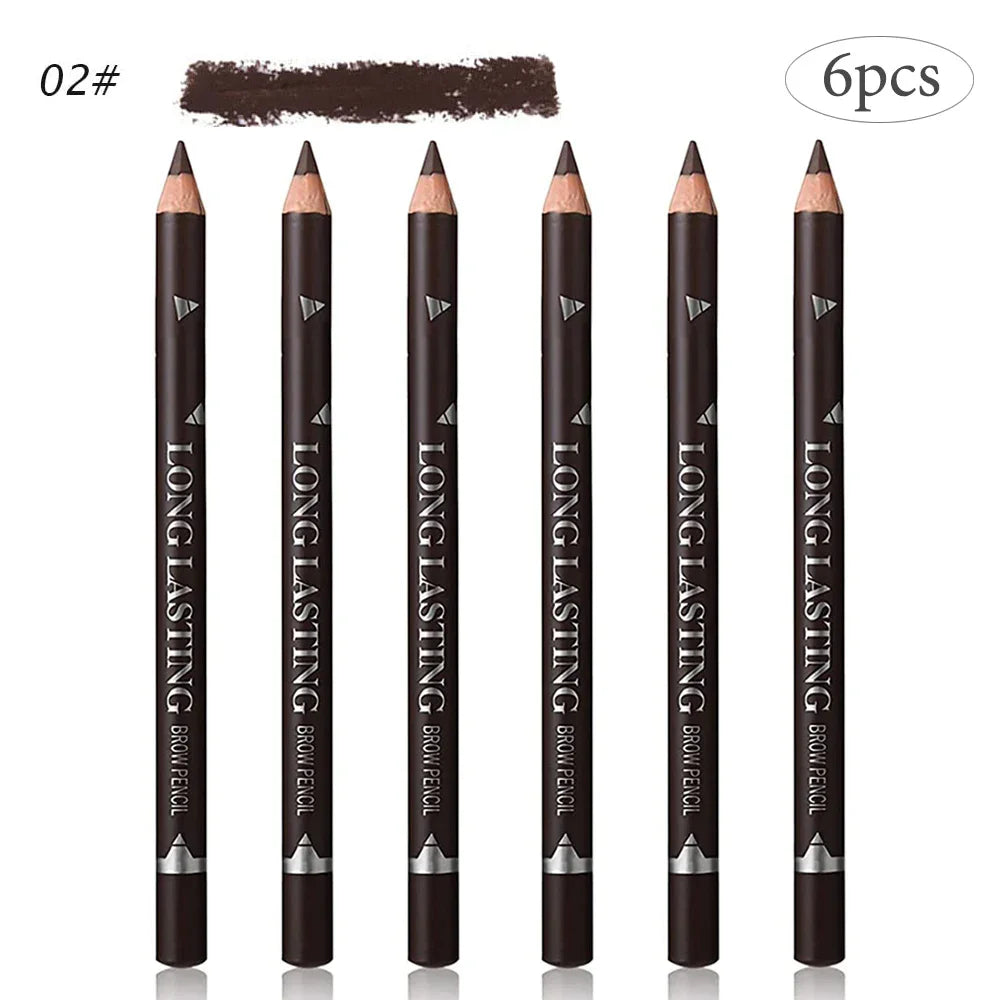 Waterproof Eyebrow Pencil Set 6 or 12 Pcs – 5 Shades Eyebrow Pencil Set HIP 6pc-02DARK BROWN