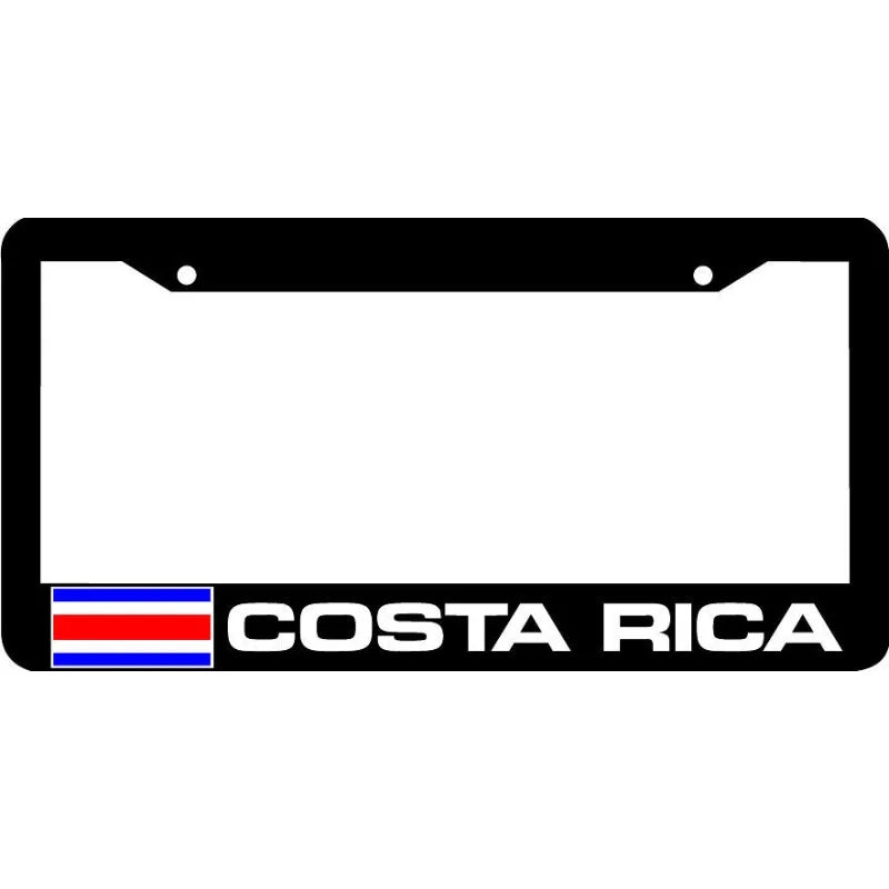 Costa Rica Flag Aluminum License Plate Frame 12x6 In License Plate Frame HIP black