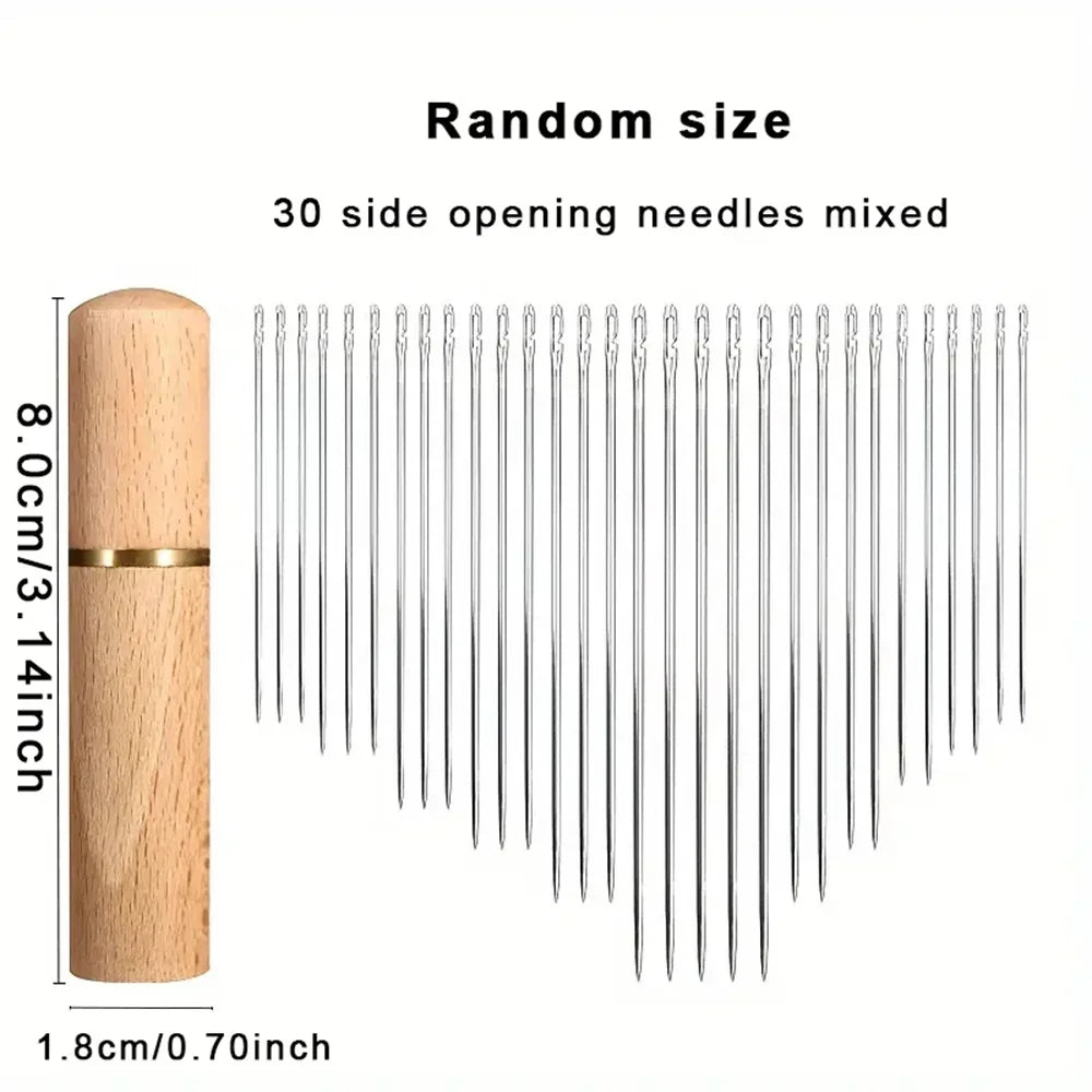 30-Pc Self-Threading Big Eye Sewing Needles – Stainless Steel Sewing Needle Set HIP
