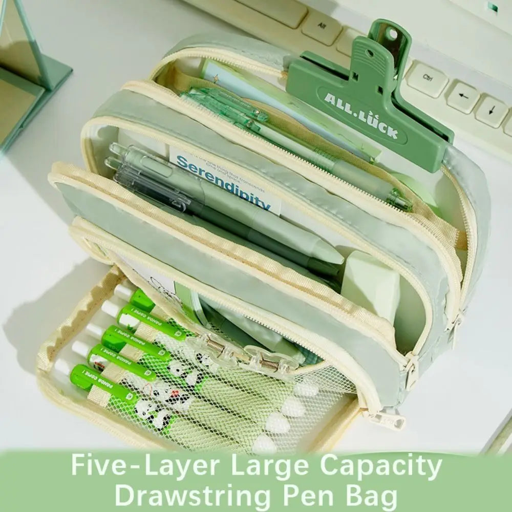 Five-Layer Drawstring Pencil Case – Large Capacity Pen Bag Pencil Case HIP