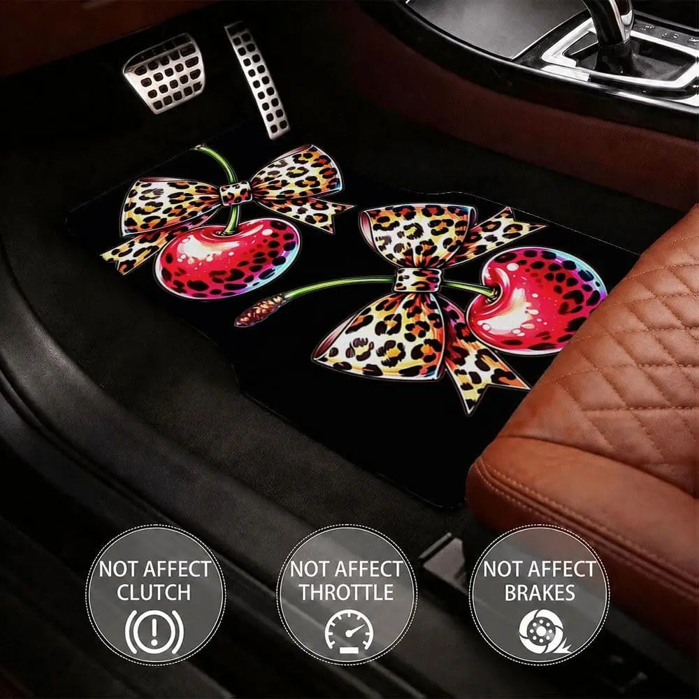 Cherry Leopard Bow Car Floor Mats – All Weather SUV Set Car Floor Mats HIP