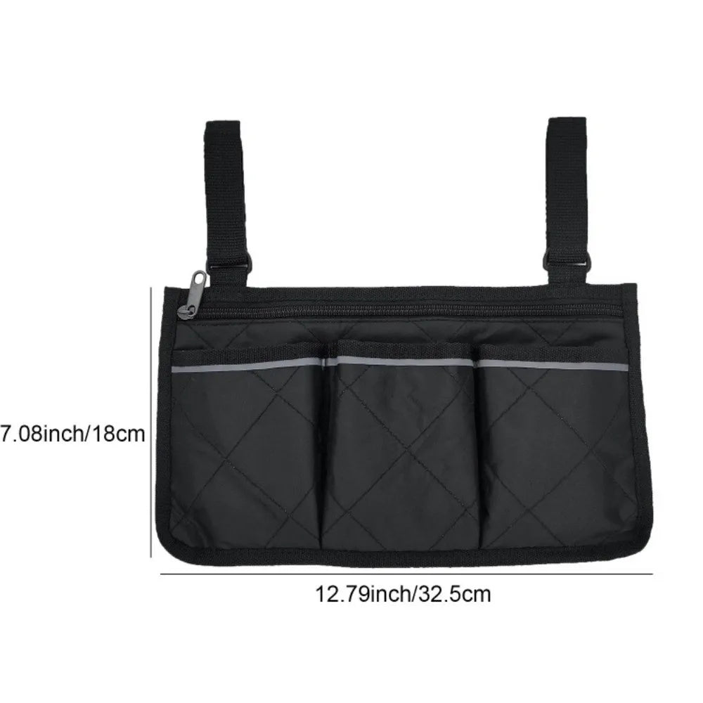 Wheelchair Armrest Hanging Bag – Multi-Pocket Waterproof Wheelchair Organizer Bag HIP