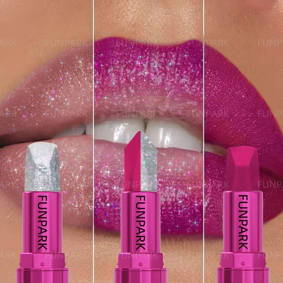 FUNPARK Glitter Two-Tone Matte Lipstick – High Pigment Lip Glaze Glitter Matte Lipstick HIP