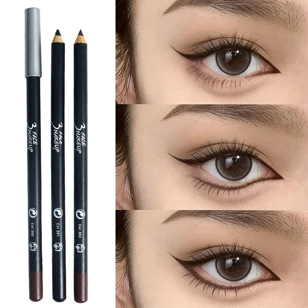 Waterproof Black Brown Eyeliner Brow Pencil Smudge Proof Lasting Dual Use Hard Tip for Precise Lines Beginner Friendly Makeup HIP 2Pc Mixed