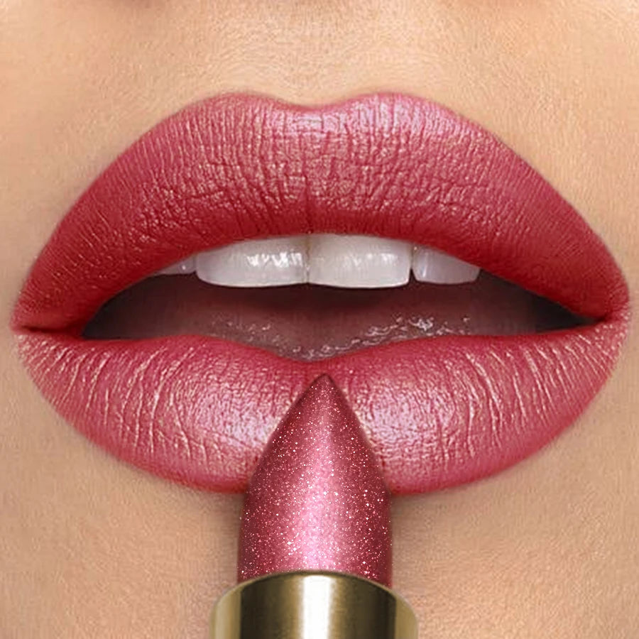 16 Colors 1PC Metallic Glitter Shiny Lipstick Lip Tint, Waterproof Senior Matte Lip Makeup Gifts for Women Cosmetic Lip Glaze HIP 109