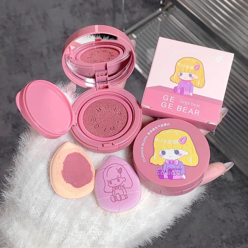 Cushion Blush Blendable Shade with Powder Puff Whitening Without Sticking Long Lasting Gege Bear Makeup Blusher Face Brighten HIP
