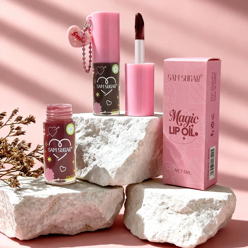SAM SUGAR Butter Lip Oil – Mirror Glaze, Hydrating & Long-Lasting Butter Lip Oil Gloss HIP