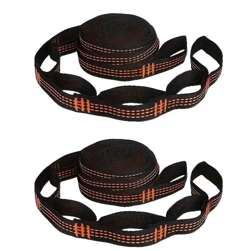2-Pack Reinforced Polyester Hammock Straps – 5-Ring High Load Hammock Straps HIP Orange 2pcs