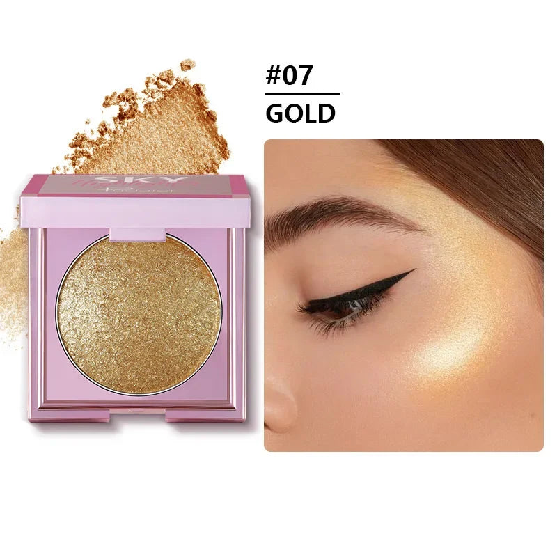 Makeup Highlighting Powder Pearlescent Glitter Highlighter Bronzers Palette Waterproof Long-lasting Face Iluminador Maquiagem HIP 07