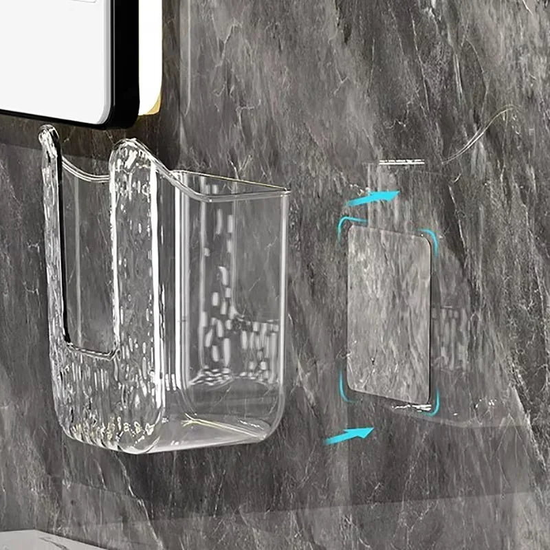 Wall-Mounted Punch-Free Tissue Box – Transparent PP Storage Tissue Box Holder HIP