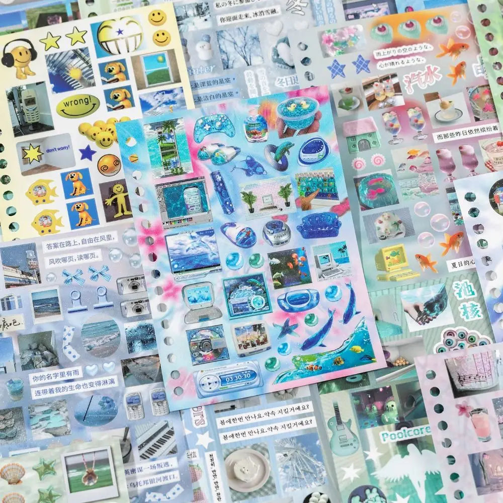 Retro Y2K 30-Page Sticker Book – Japanese Cartoon Scrapbook DIY Sticker Book HIP