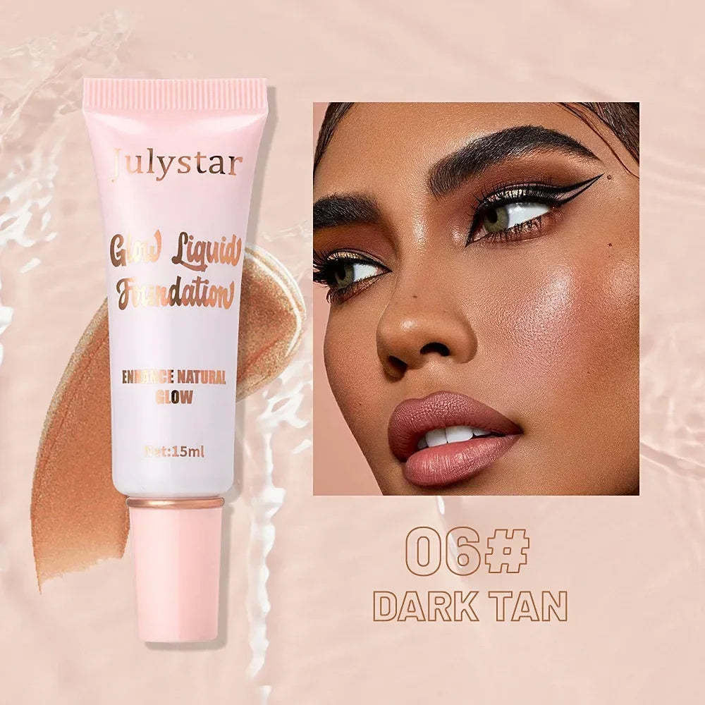 Liquid Pearlescent Foundation High Coverage Concealer 3D Contour Shadow Waterproof Lasting Brighten Shiny Face Body Highlighter HIP 06 Dark Tan