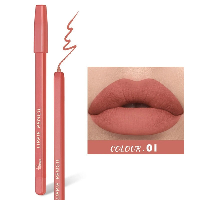 12 Color Matte Lip Liner Pencil Velvet Lipstick Pen Red Nude Contour Tint Long Lasting Waterproof Plump Lipliner with Sharpener HIP 01